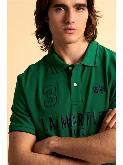 Polo uomo manica corta in piquet stretch Iconic - Yeshayahu LA MARTINA | MCP320PK001/03049